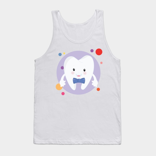 Cute Adorable Gentleman Tooth Kawaii Design Tank Top by The Little Store Of Magic